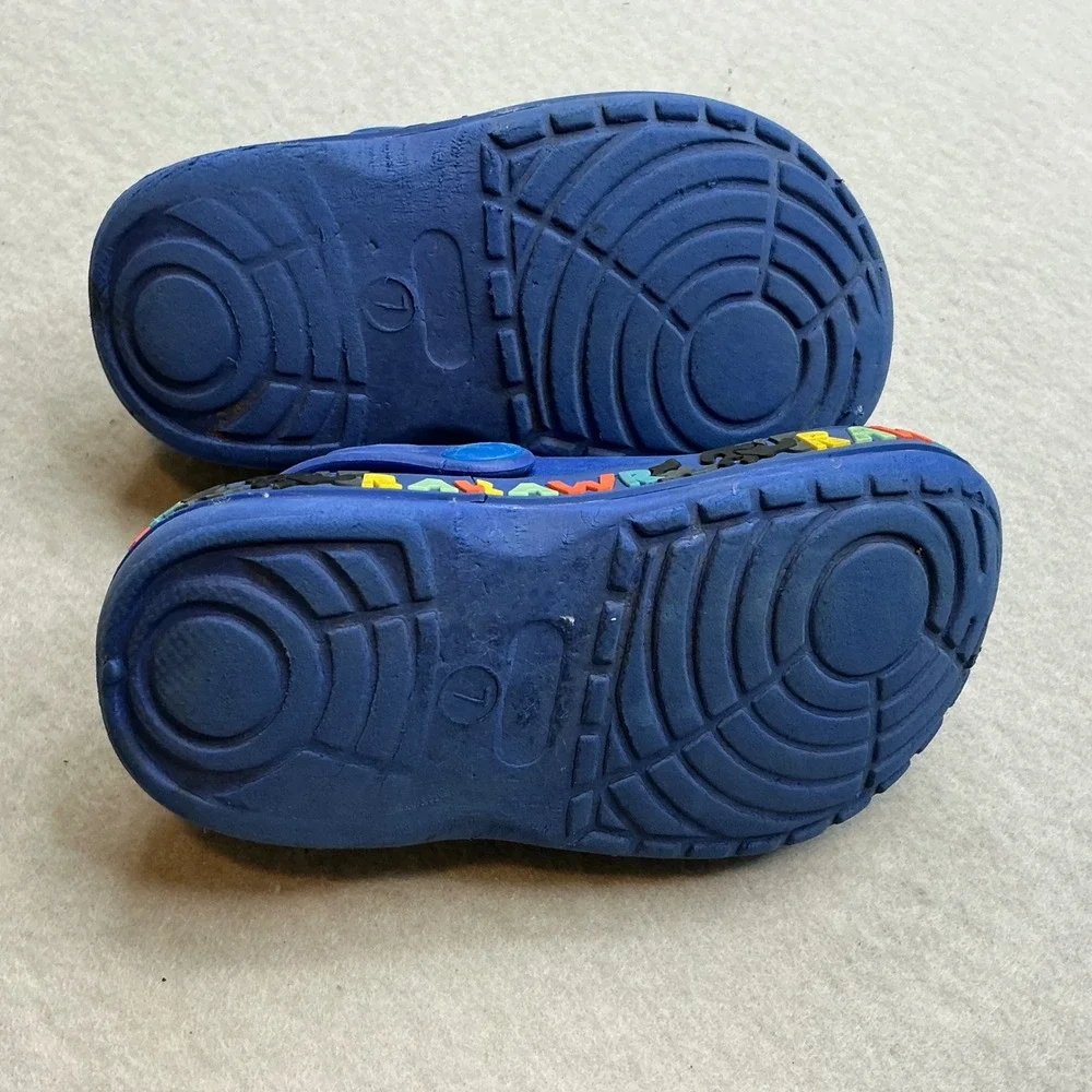 Kidgets Kids Dinosaur Clogs Blue RAWR‎ Graphic Size 7 Slip On Water Shoes